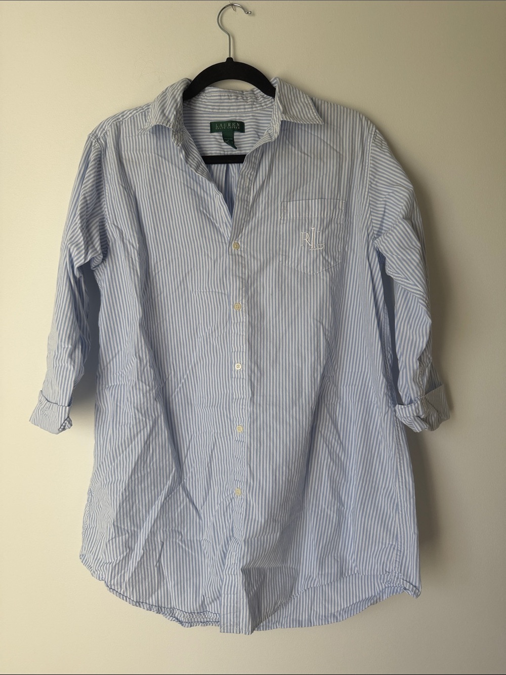 Ralph Lauren Blue & White Striped Button-Down Shirt
